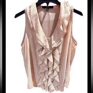 BCBG Ruffled Chiffon Button Down Sleeveless Blouse Size Small